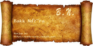 Bakk Nóra névjegykártya